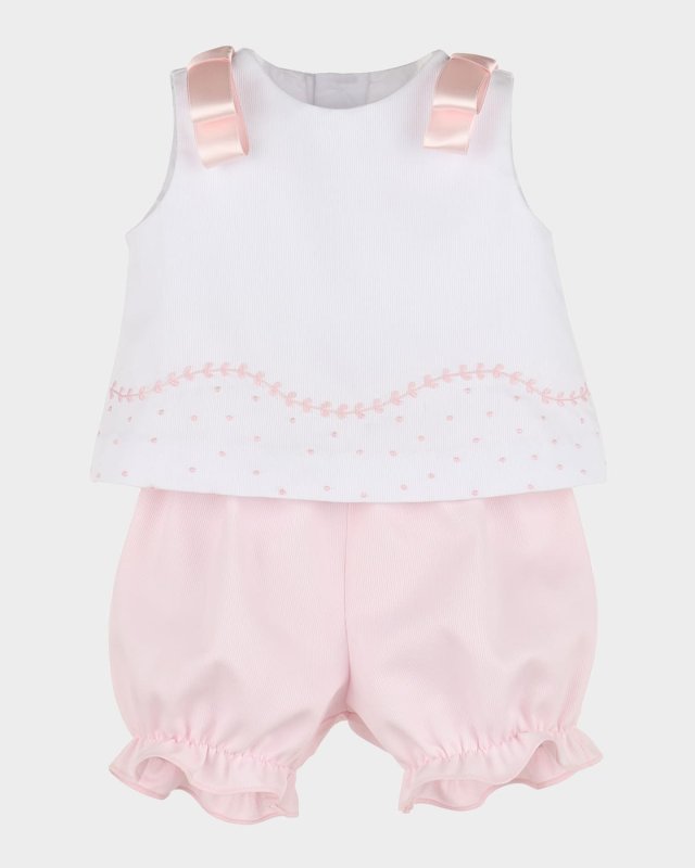 Girl's Party Dots Pique Set, Size 3M-18